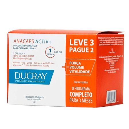 Kit Anacaps Activ+ Ducray - Suplemento Antiqueda Capilar - nenhuma