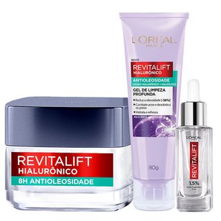 L’Oréal Paris Revitalift Hialurônico Kit - Gel Oil Control 80g + Gel Creme Hidratante Oil Control 50ml + Sérum Preenchedor Anti Idade 30ml