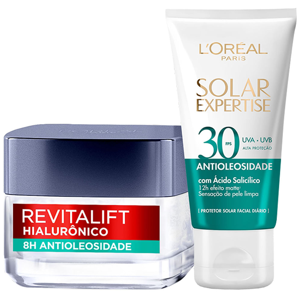 L’Oréal Paris Antioleosidade Kit – Gel Creme Revitalift Hialurônico 50ml + Protetor Solar Solar Expertise FPS30 40g