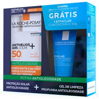 La Roche-Posay Kit – Protetor Solar Facial Anthelios Airlicium+ Fluido FPS50 40ml + Gel de Limpeza Facial Effaclar Concentrado 50g Menor preço em La Roche-Posay Kit – Protetor Solar Facial Anthelios Airlicium+ Fluido FPS50 40ml + Gel de Limpeza Facial Effaclar Concentrado 50g