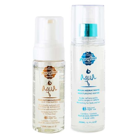 Parafina-Bronze-Kit-–-Água-Autobronzeadora-150ml-+-Água-Hidratante-Corpo-e-Cabelo-200ml-+-Necessaire-Aqua-Kit--1