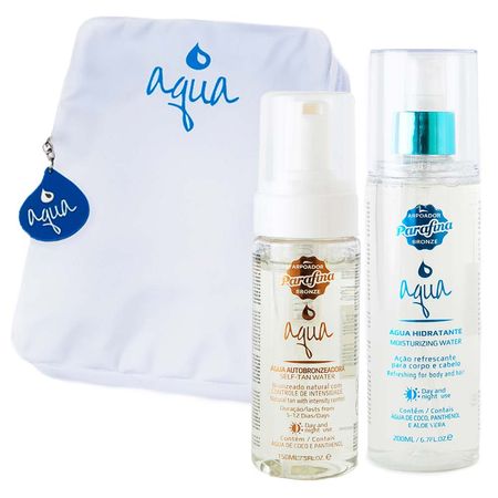 Parafina-Bronze-Kit-–-Água-Autobronzeadora-150ml-+-Água-Hidratante-Corpo-e-Cabelo-200ml-+-Necessaire-Aqua-Kit--2