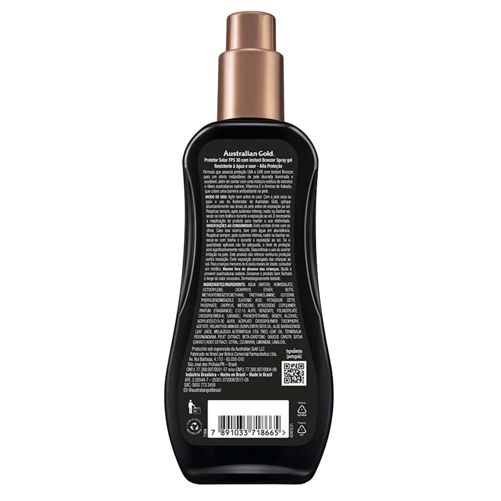 Protetor Solar Corporal FPS 30 Australian Gold - Instant Bronzer Spray Gel