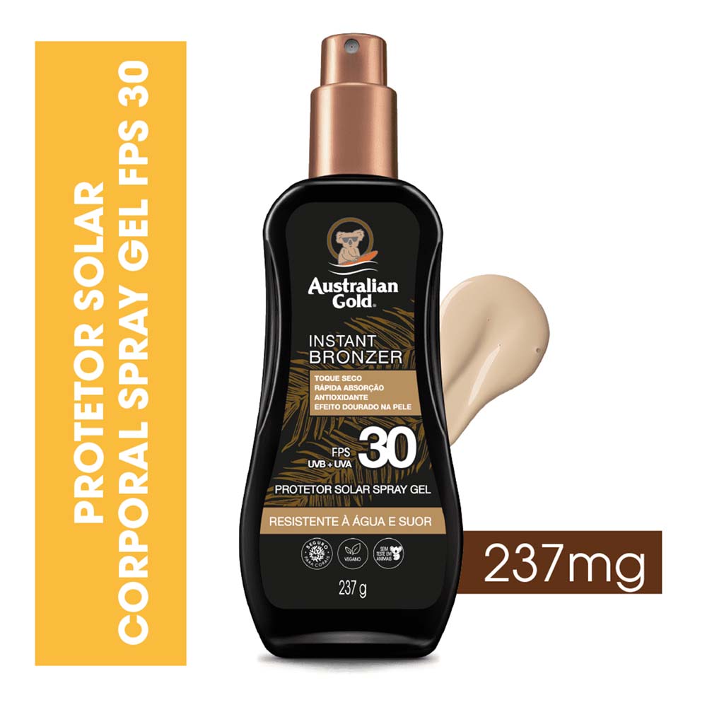 Protetor Solar Corporal FPS 30 Australian Gold - Instant Bronzer Spray Gel