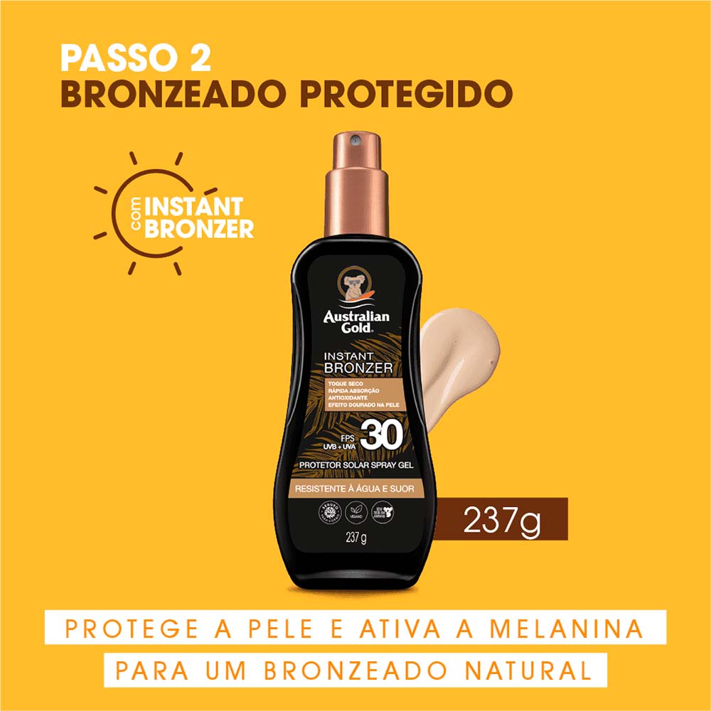 Protetor Solar Corporal FPS 30 Australian Gold - Instant Bronzer Spray Gel