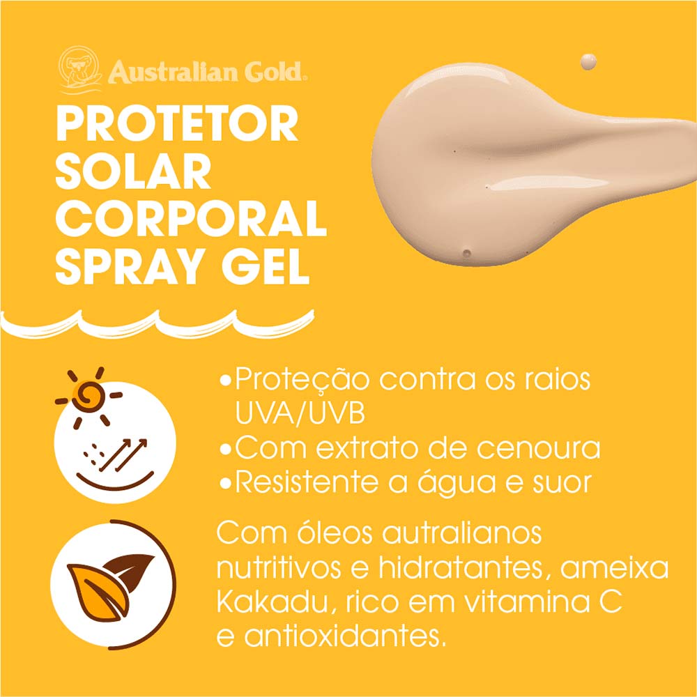 Protetor Solar Corporal FPS 30 Australian Gold - Instant Bronzer Spray Gel