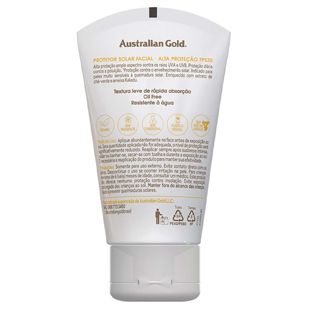 Protetor Solar Facial Australian Gold Antipoluição FPS30