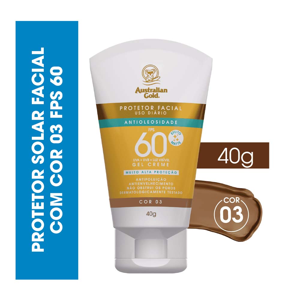 Protetor solar Facial com Cor Gel Creme Australian Gold