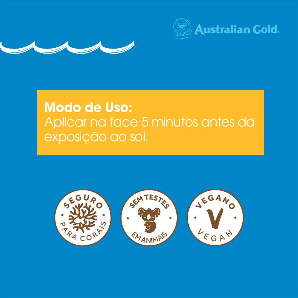 Protetor solar Facial com Cor Gel Creme Australian Gold