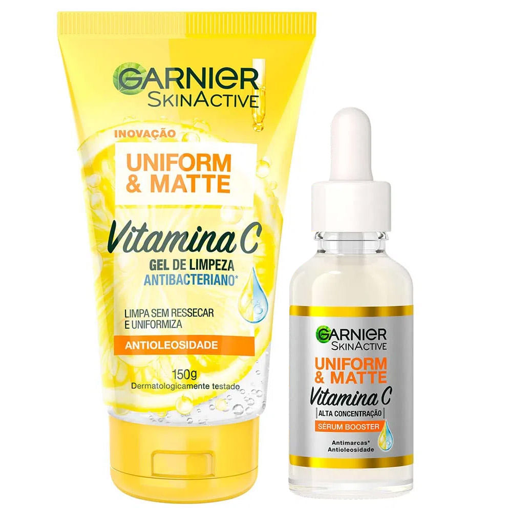 Garnier Vitamina C Kit – Sérum Facial Efeito Matte 30ml + Gel de Limpeza Facial 150g