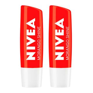 NIVEA Kit com 2 Unidades – Hidratante Labial Morango Shine 4,8g