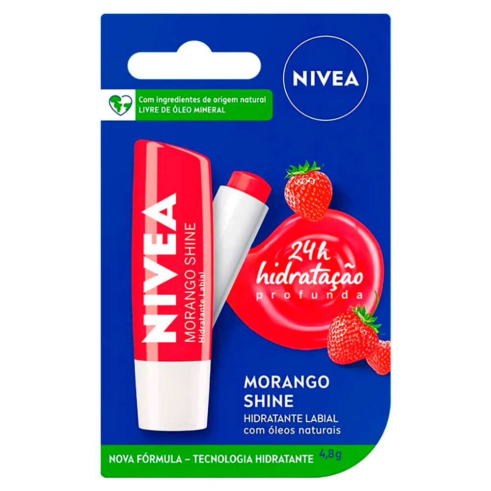NIVEA Kit com 2 Unidades – Hidratante Labial Morango Shine 4,8g