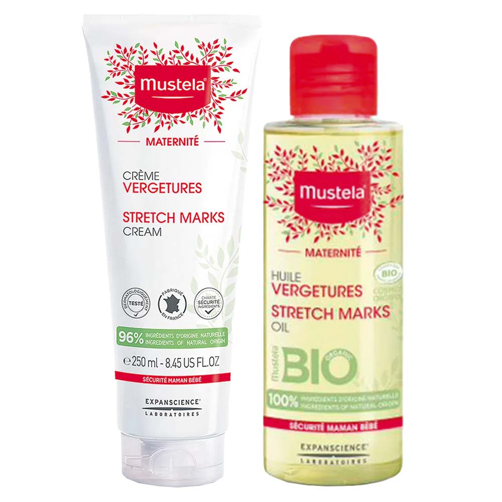 Mustela Maternité Kit – Creme para Estrias 250ml + Óleo para Prevenção de Estrias 105ml