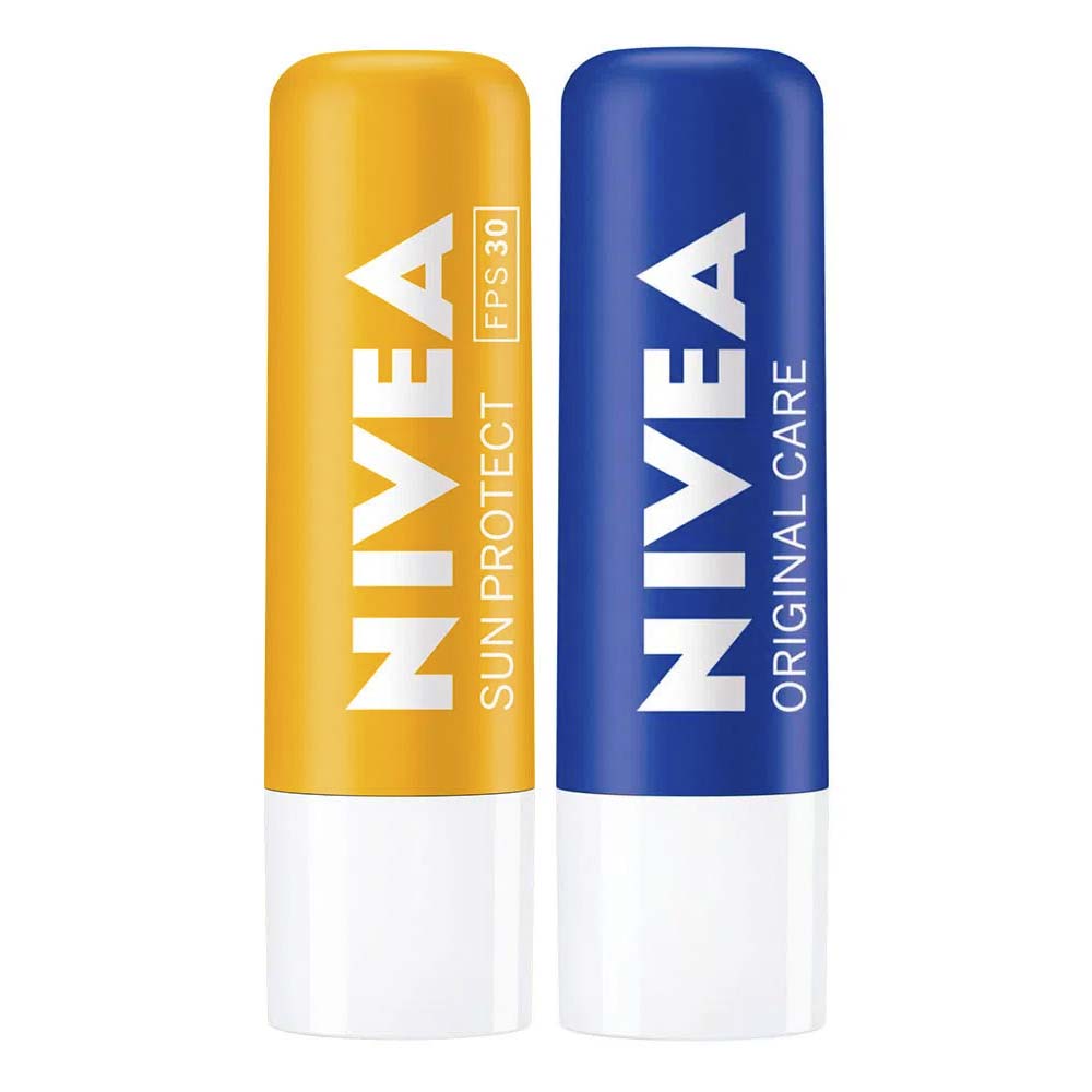 NIVEA Kit – Protetor Solar Labial Hidratante Sun Protect FPS30 + Protetor Labial Original Care