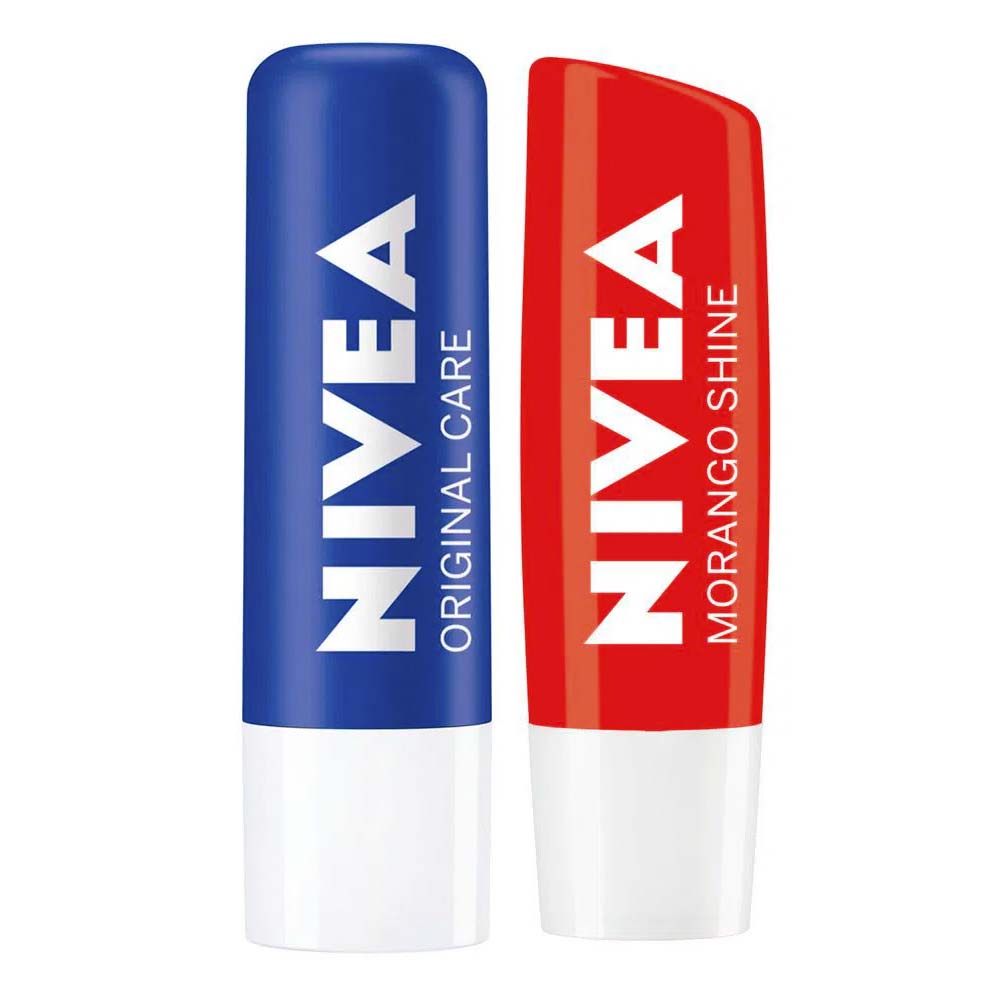 NIVEA Kit – Hidratante Labial Morango Shine + Protetor Labial Original Care