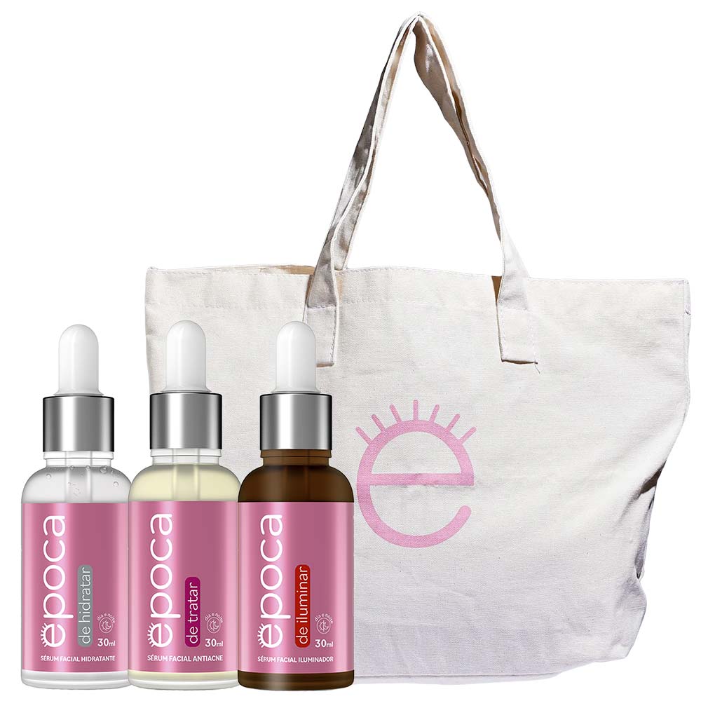 Época by Dermage Kit – Época de Hidratar 30ml + Época de Iluminar 30ml + Época de Tratar 30ml + Ecobag Época Cosméticos