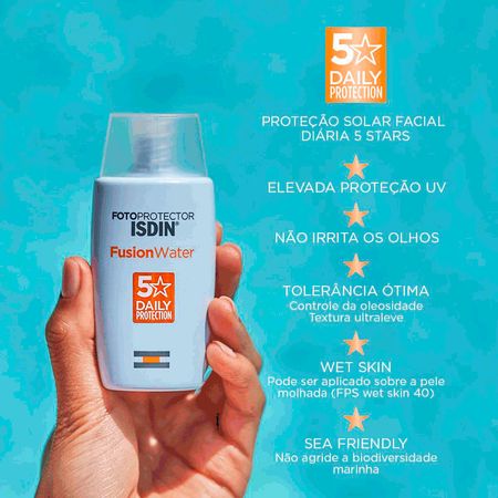 Isdin-Kit-–-Protetor-Solar-Facial-Fusion-Water-5-Stars-FPS60-50ml-+-Protetor-Solar-e-Bronzeador-Corporal-HydroOil-FPS30-200ml-Kit--3