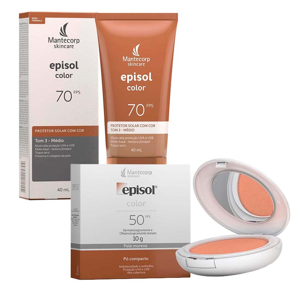 Mantecorp Skincare Episol Kit - Pó Compacto FPS50 + Protetor Solar Tom 3 - Médio