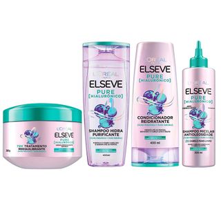 Elseve Pure Hialurônico Kit – Shampoo + Condicionador + Shampoo Micelar + Creme De Tratamento Kit