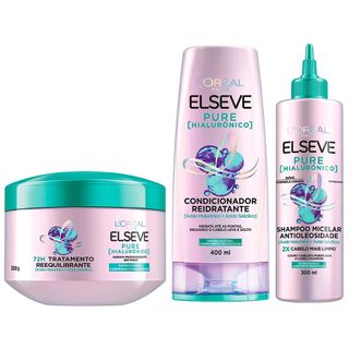 Elseve Pure Hialurônico Kit – Condicionador + Shampoo Micelar + Creme De Tratamento Kit