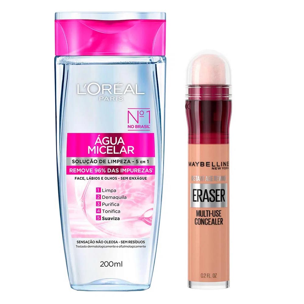 L’Oréal Paris + Maybelline Kit - Água Micelar Solução de Limpeza + Corretivo Líquido Honey