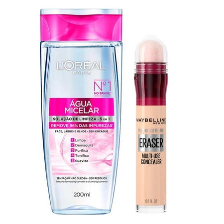 L’Oréal-Paris-+-Maybelline-Kit---Água-Micelar-Solução-de-Limpeza-+-Corretivo-Ivory-Kit--1