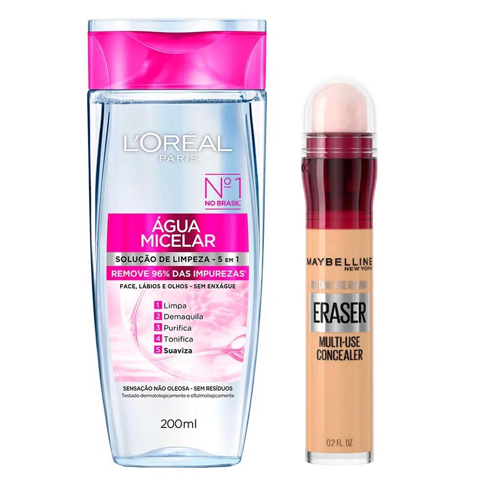 L’Oréal Paris + Maybelline Kit - Água Micelar Solução de Limpeza + Corretivo Sand