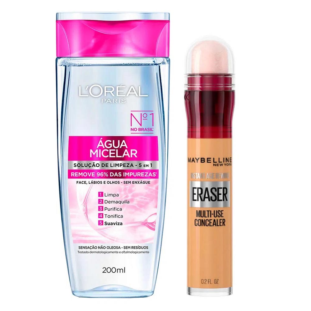 L’Oréal Paris + Maybelline Kit - Água Micelar Solução de Limpeza + Corretivo Caramel