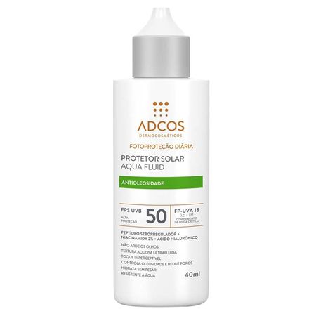 Protetor Solar Facial Adcos Aqua Fluid Antioleosidade FPS 50  - Incolor - 40ml