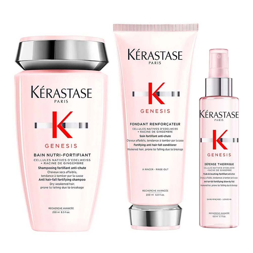 Kérastase Genesis Kit - Shampoo Antiqueda + Condicionador + Protetor Térmico