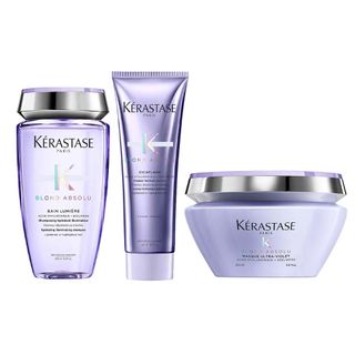 Kérastase Blond Absolu Kit – Shampoo + Tratamento Fortalecedor + Máscara Desamareladora