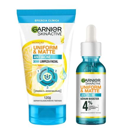 Garnier-Skin-Uniform-&-Matte-Kit---Sérum-Facial-+-Sabonete-Facial-3-em-1-Kit--1