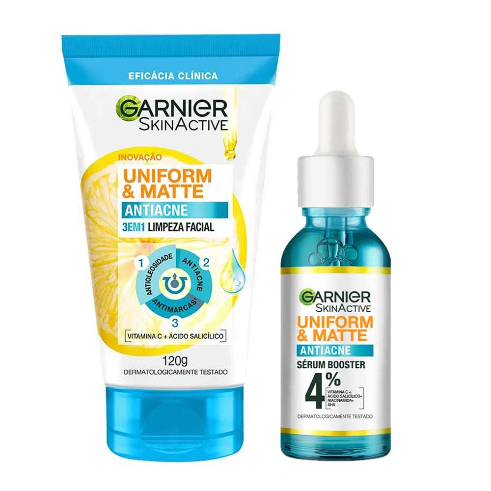 Garnier Skin Uniform & Matte Kit - Sérum Facial + Sabonete Facial 3 em 1