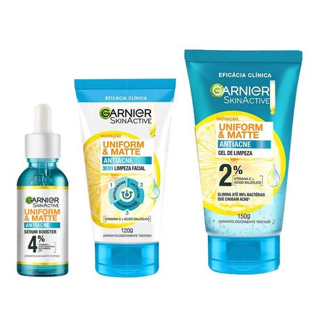 Garnier-Skin-Uniform-&-Matte-Kit---Sérum-Facial-+-Sabonete-Facial-3-em-1-+-Gel-de-Limpeza-Facial-Kit--1