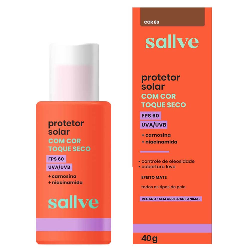 Protetor Solar Facial com Cor Sallve Toque Seco FPS60