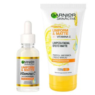 Garnier Pele Limpa E Sem Oleosidade Kit - Creme De Limpeza Facial + Sérum Facial Antimarcas Kit