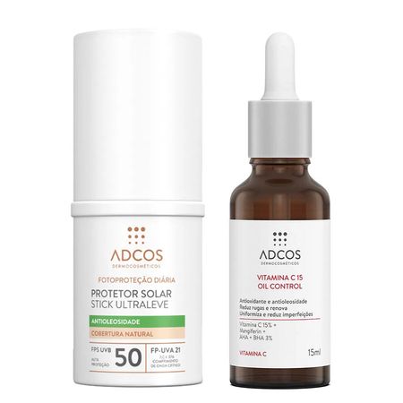 Adcos-Dermocosméticos-Kit---Sérum-Facial-+-Protetor-Solar-Antioleosidade-Stick-com-Cor-Nude-Kit--1