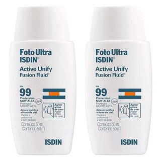 Isdin - FotoUltra Active Fluid FPS99 Kit Com 2 Clareadores Faciais Sem Cor