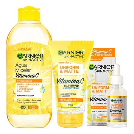 Garnier-SkinActive-Kit---Água-Micelar-+-Gel-de-Limpeza-Facial-+-Sérum-Vitamina-C-Kit--1