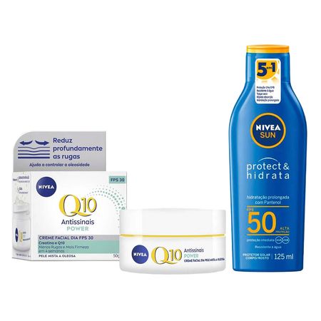 NIVEA-Kit---Protetor-Solar-FPS50-+-Creme-Facial-Antissinais-Q10-FPS30-Kit--1