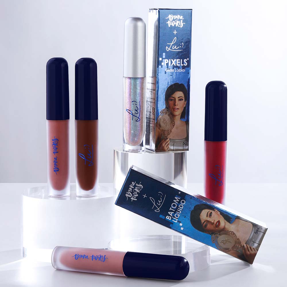 Bruna Tavares BT + Lu Kit - Batom Líquido Trend + Gloss Labial Pixels + Nécessaire