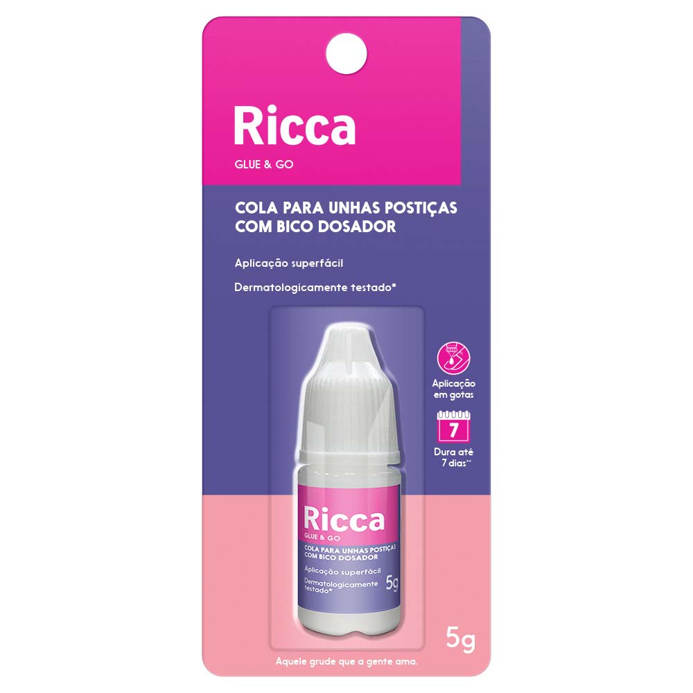 Cola para Unhas Postiças Ricca - Glue & Go