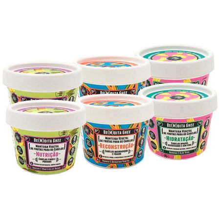 Lola Cosmetics Be(m)dita Ghee Kit – 2 Máscaras de Reconstrução + 2 Máscaras de Hidratação+... Lola Cosmetics Be(m)dita Ghee Kit – 2 Máscaras de Reconstrução + 2 Máscaras de Hidratação+...