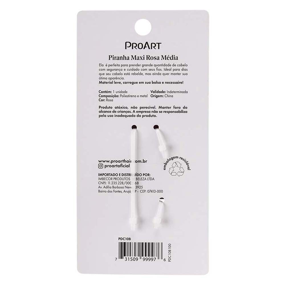 Prendedor de Cabelo Proart Maxi Rosa Média