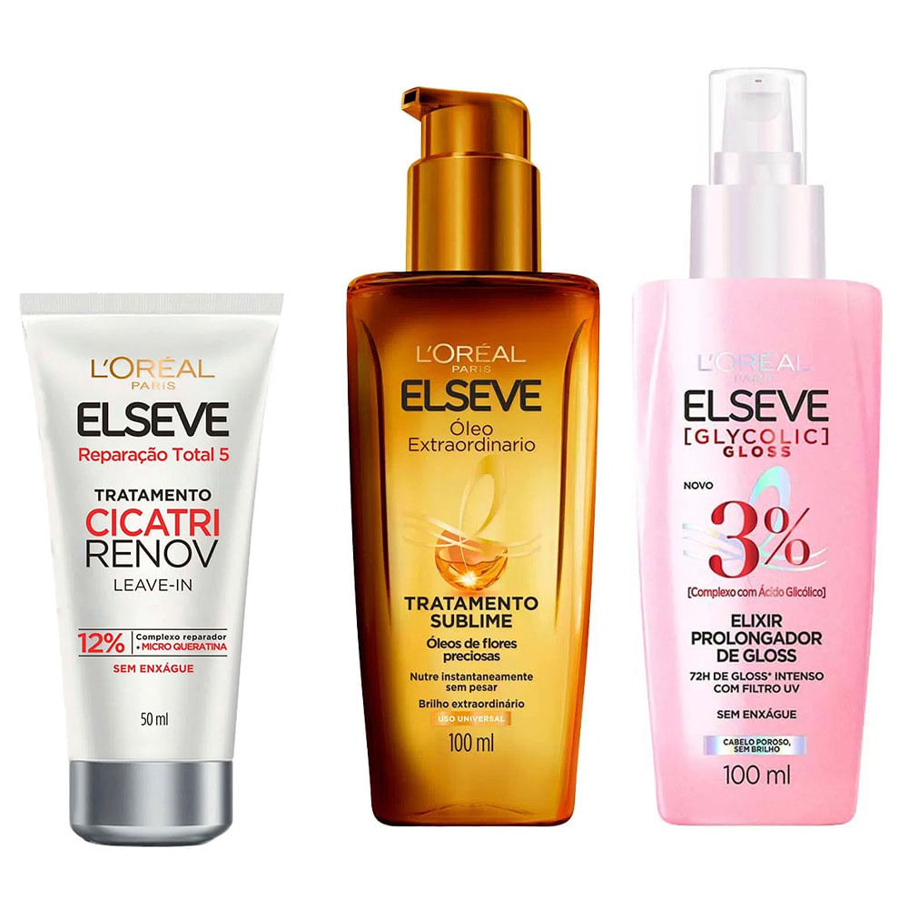 Elseve Kit – Sérum + Óleo Extraordinário + Leave-in de Tratamento