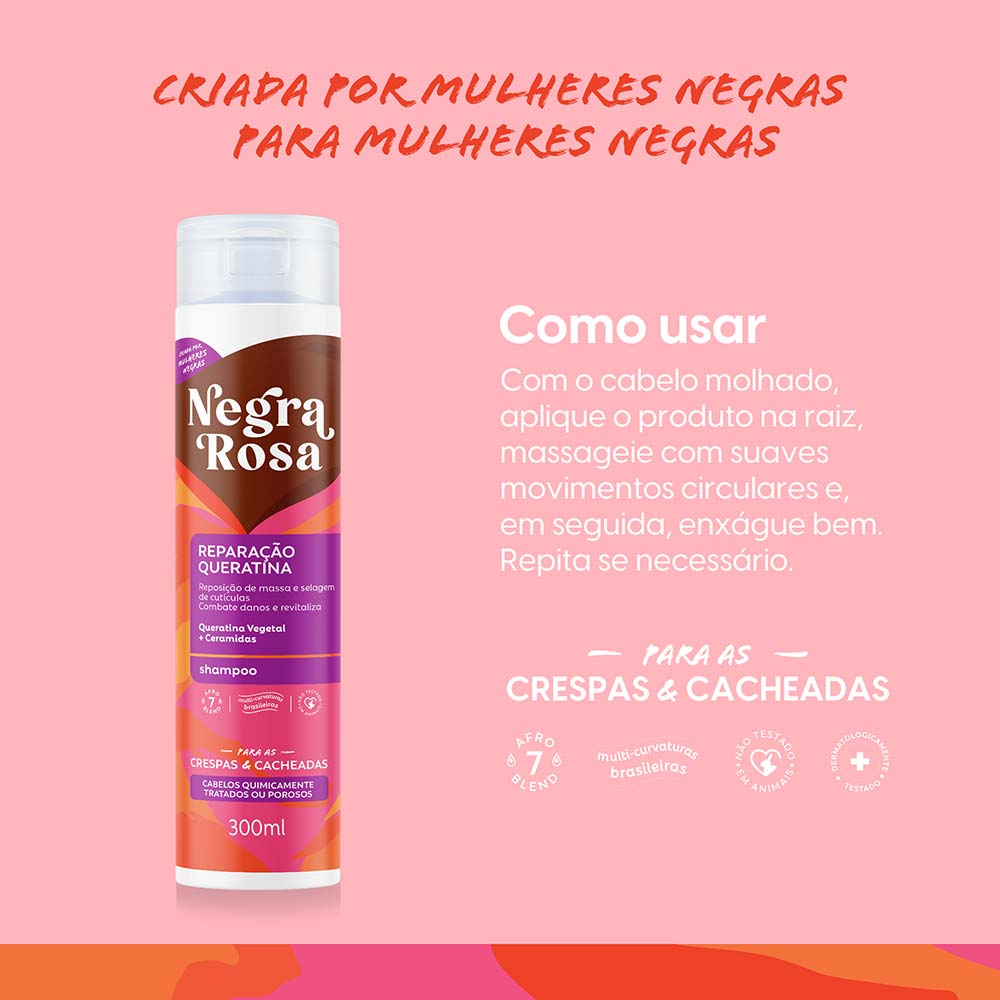 Negra Rosa Queratina Shampoo