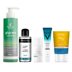 kit-de-cuidados-faciais-serum-protetor-solar-facial-gel-de-limpeza-tonico-creme
