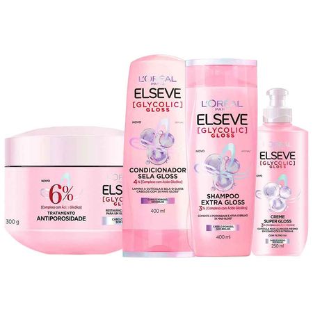 Elseve-Glycolic-Gloss-Kit---Shampoo-+-Condicionador-+-Creme-de-Tratamento-+-Creme-Super-Gloss-Kit--1