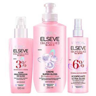 Elseve Glycolic Gloss Kit - Creme Super Gloss + Sérum + Tratamento Acidificante Kit
