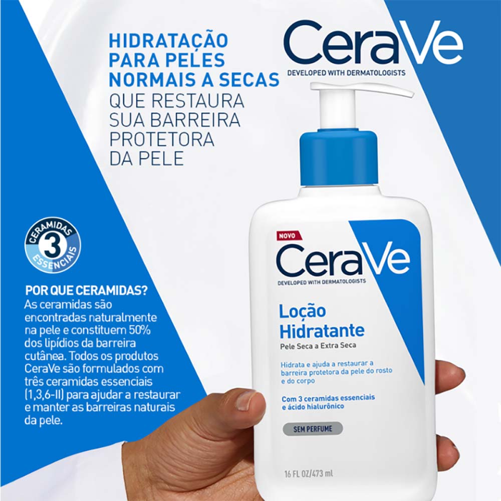 Loção Hidratante Corporal CeraVe para Pele Seca com Ácido Hialurônico e Ceramidas